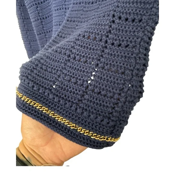 Lily Pulitzer navy cardigan with gold chain accents XS EUC DH-15 - Picture 4 of 6